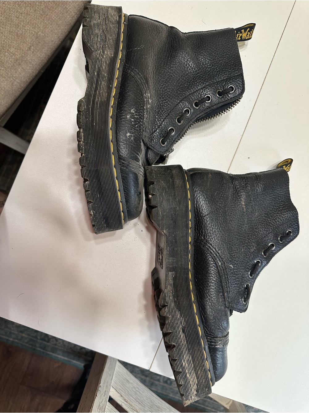 Dr. Martens Sinclair Milled Nappa Leather Platform Boots Black US 8